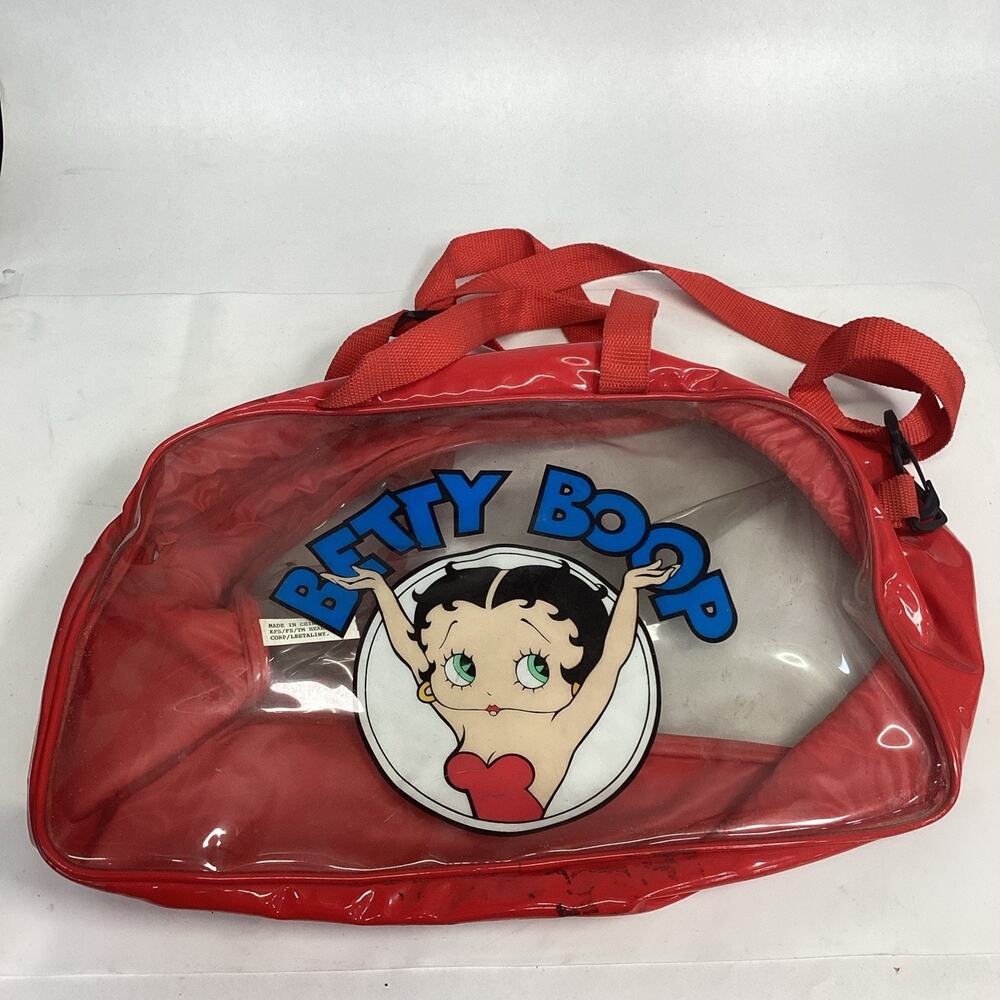 Vintage Betty Boop Clear Duffel Bag W/ Hand Straps And Shoulder Strap